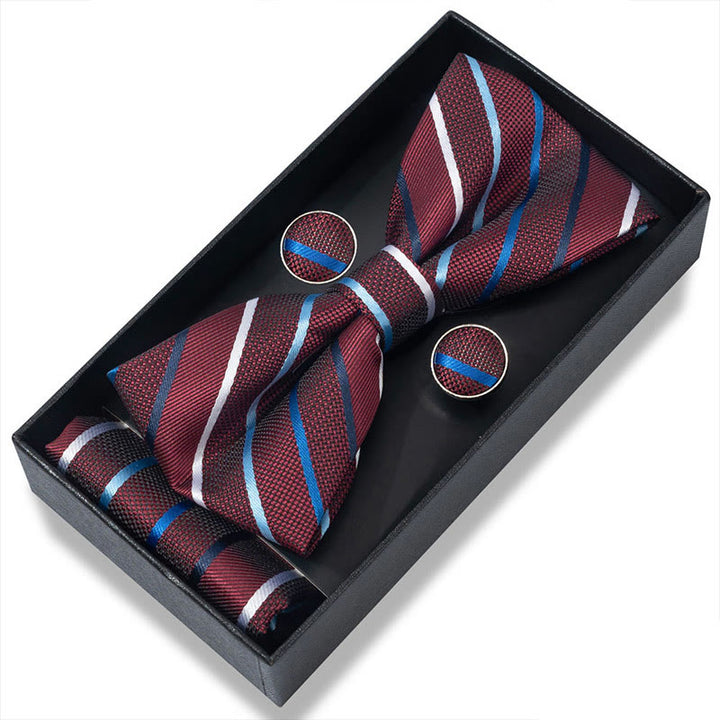 Set da 3 pezzi con papillon in tessuto testurizzato, gemelli e fazzoletto da taschino da uomo - Stile n. 22 - image 42