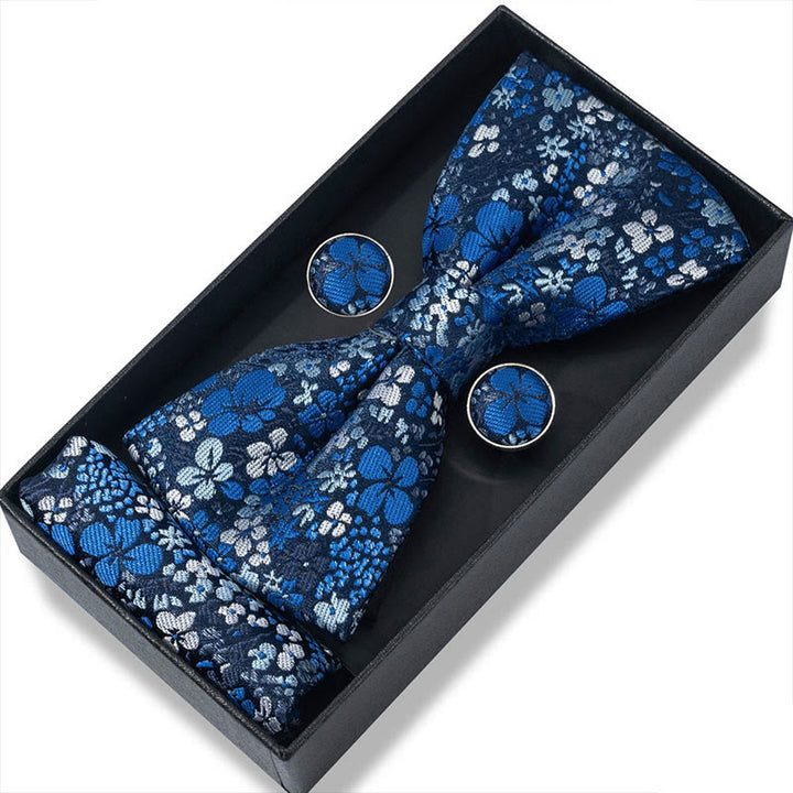 Set da 3 pezzi con papillon in tessuto testurizzato, gemelli e fazzoletto da taschino da uomo - Stile n. 44 - image 86