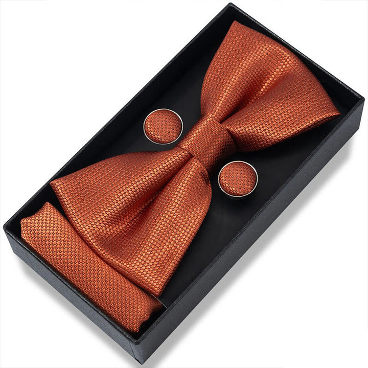 Set da 3 pezzi con papillon in tessuto testurizzato, gemelli e fazzoletto da taschino da uomo - Stile n. 30 - image 58