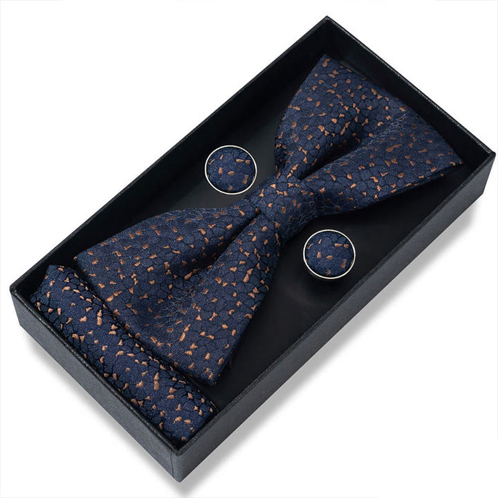 Set da 3 pezzi con papillon in tessuto testurizzato, gemelli e fazzoletto da taschino da uomo - Stile n. 9 - image 16