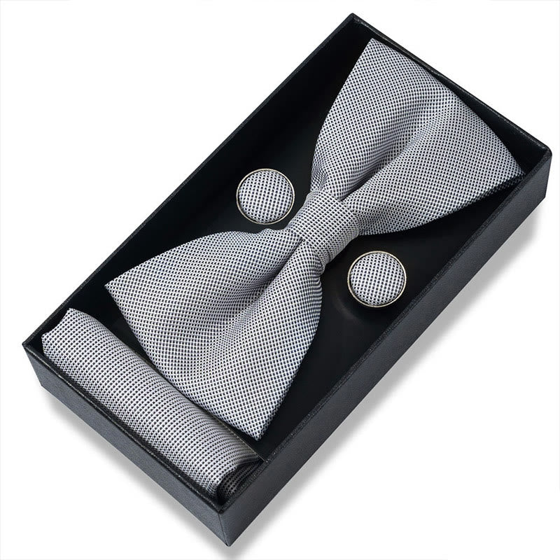 Set da 3 pezzi con papillon in tessuto testurizzato, gemelli e fazzoletto da taschino da uomo - Stile n. 36 - image 70