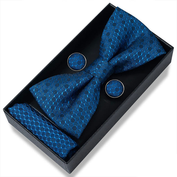 Set da 3 pezzi con papillon in tessuto testurizzato, gemelli e fazzoletto da taschino da uomo - Stile n. 40 - image 78