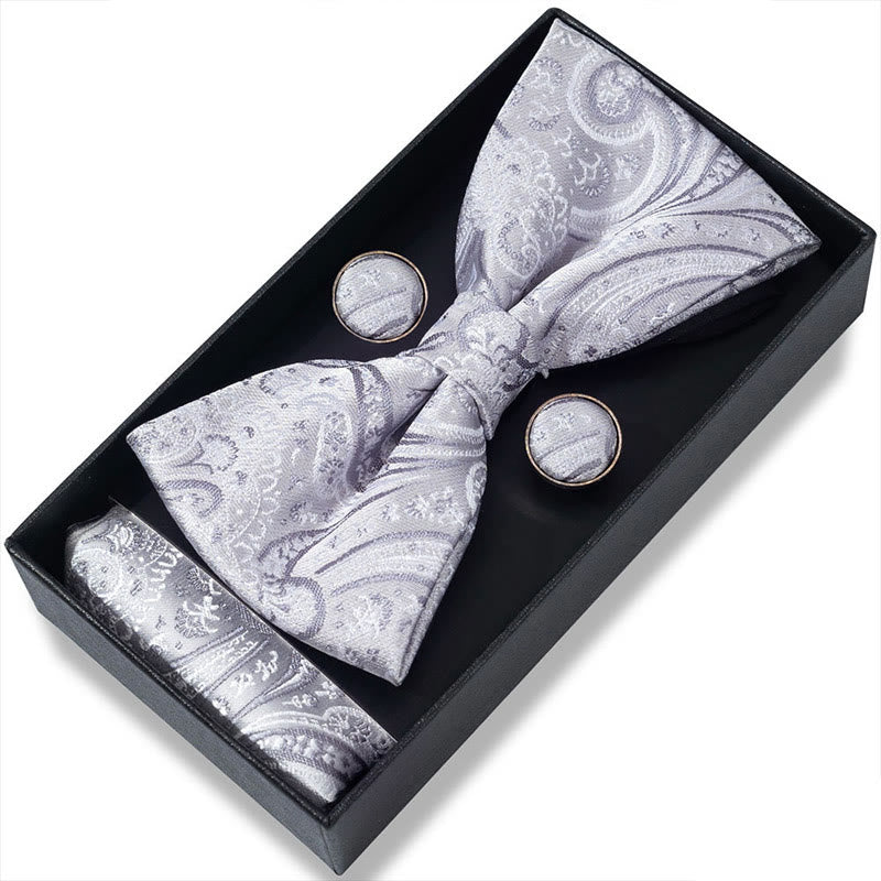 Set da 3 pezzi con papillon in tessuto testurizzato, gemelli e fazzoletto da taschino da uomo - Stile n. 35 - image 68