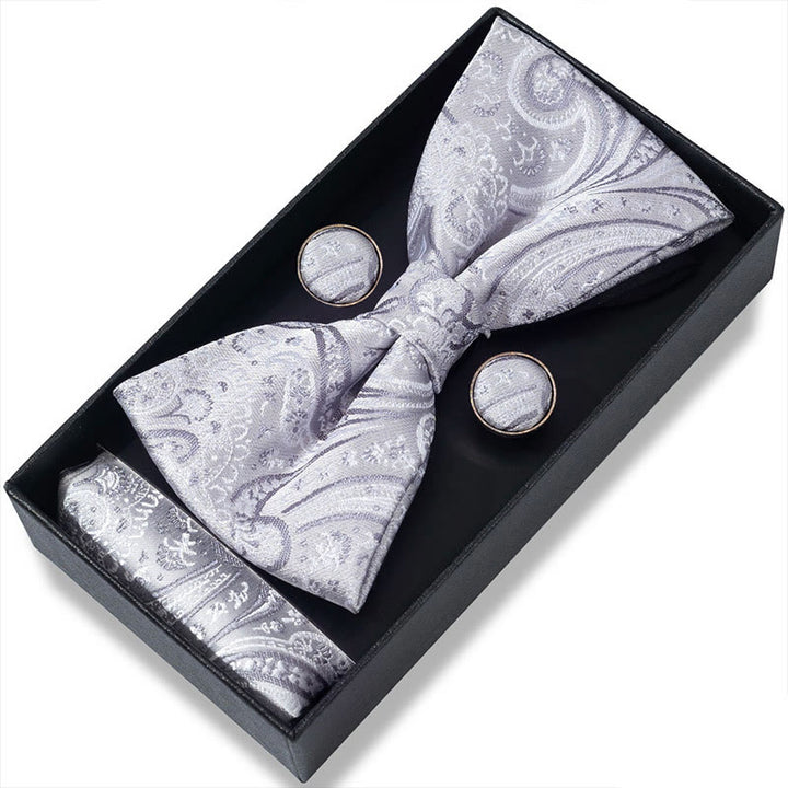 Set da 3 pezzi con papillon in tessuto testurizzato, gemelli e fazzoletto da taschino da uomo - Stile n. 35 - image 68