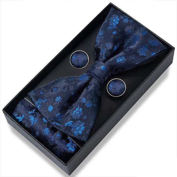 Set da 3 pezzi con papillon in tessuto testurizzato, gemelli e fazzoletto da taschino da uomo - Stile n. 8 - image 14