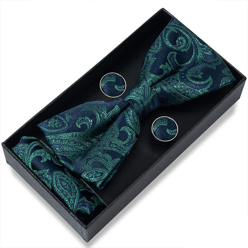 Set da 3 pezzi con papillon in tessuto testurizzato, gemelli e fazzoletto da taschino da uomo - Stile n. 14 - image 26