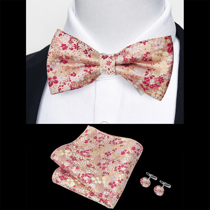 Set da 3 pezzi con papillon in tessuto testurizzato, gemelli e fazzoletto da taschino da uomo - image 63