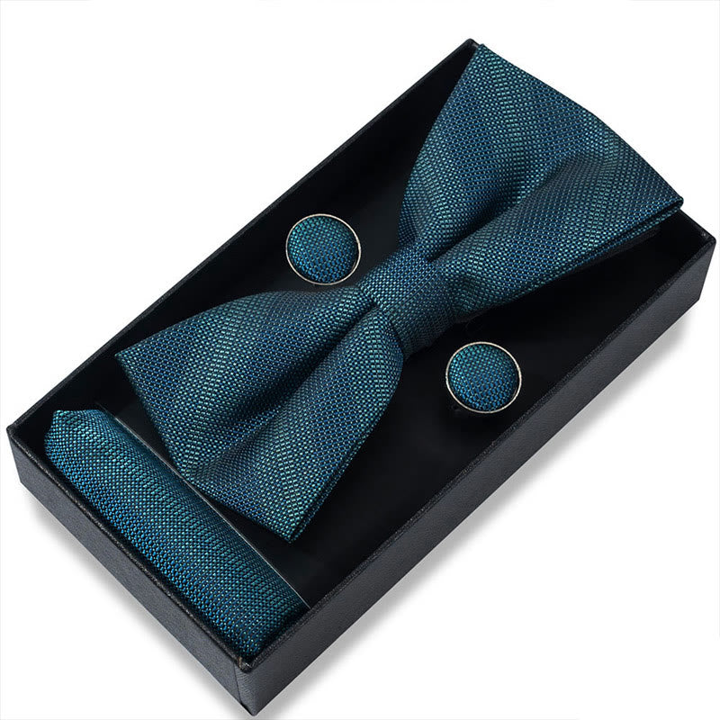 Set da 3 pezzi con papillon in tessuto testurizzato, gemelli e fazzoletto da taschino da uomo - Stile n. 15 - image 28