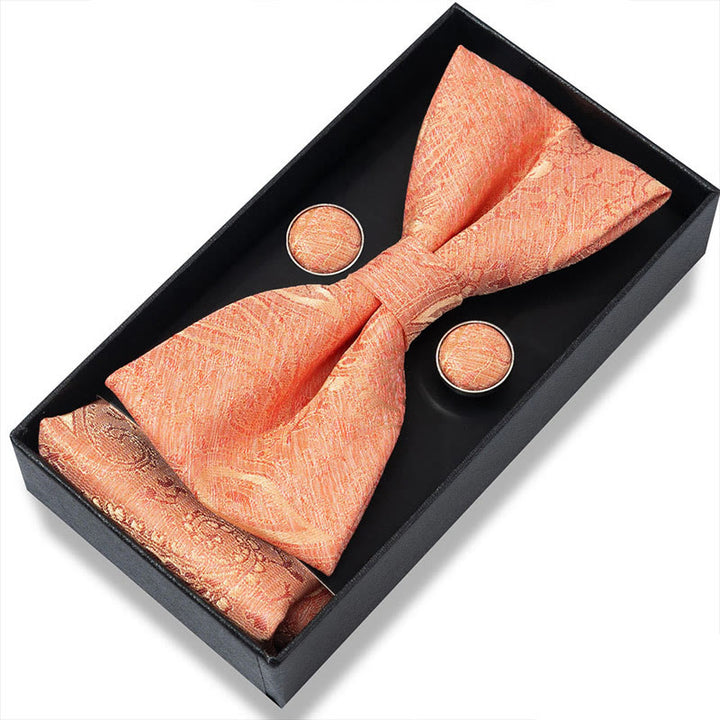 Set da 3 pezzi con papillon in tessuto testurizzato, gemelli e fazzoletto da taschino da uomo - Stile n. 31 - image 60