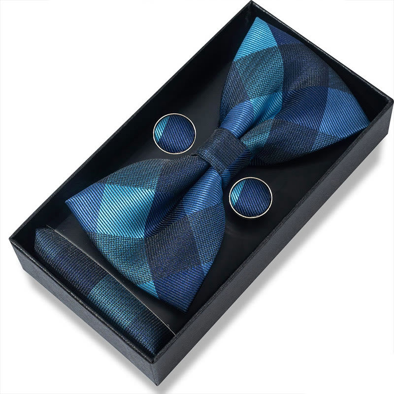 Set da 3 pezzi con papillon in tessuto testurizzato, gemelli e fazzoletto da taschino da uomo - Stile n. 45 - image 88