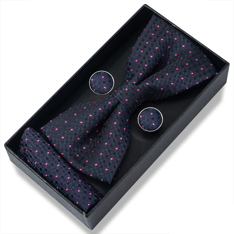 Set da 3 pezzi con papillon in tessuto testurizzato, gemelli e fazzoletto da taschino da uomo - Stile n. 10 - image 18