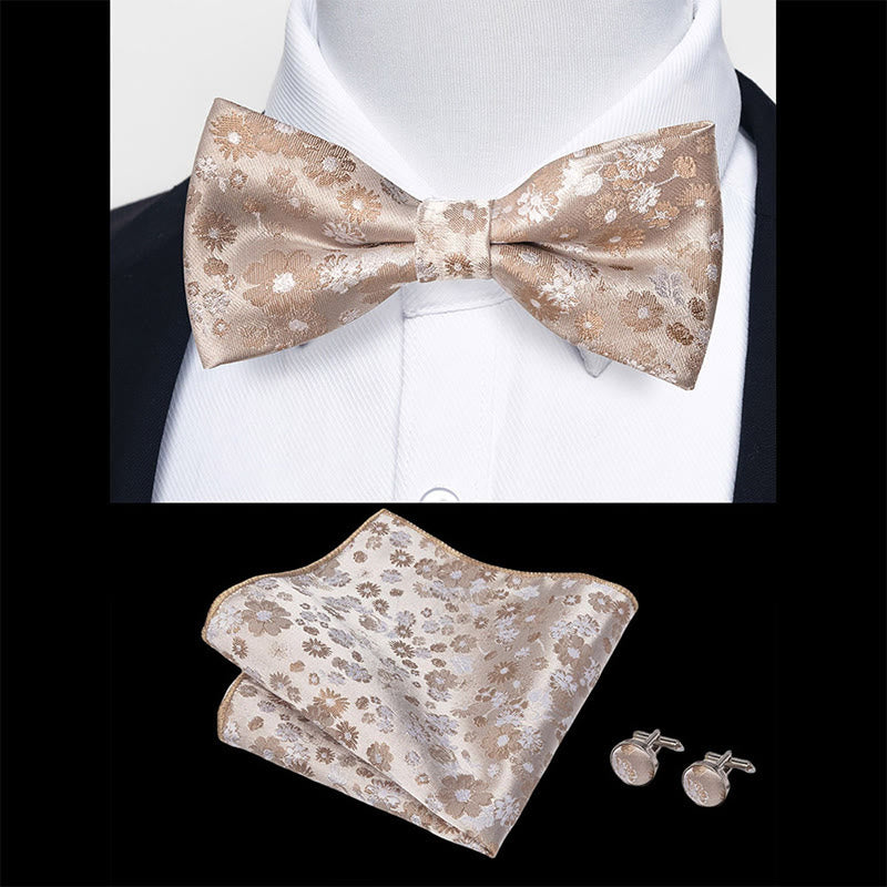 Set da 3 pezzi con papillon in tessuto testurizzato, gemelli e fazzoletto da taschino da uomo - image 51