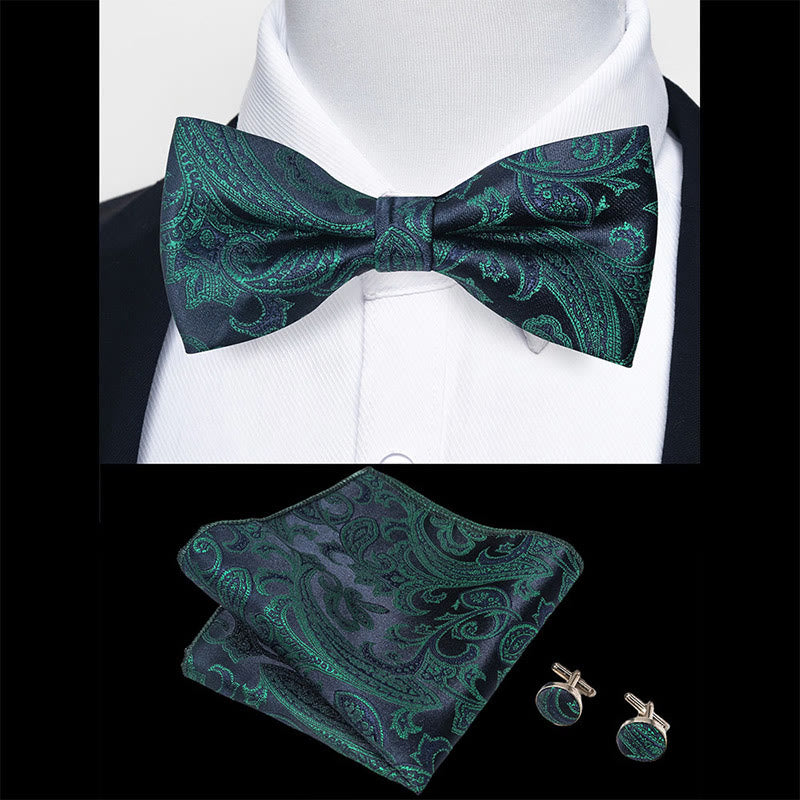 Set da 3 pezzi con papillon in tessuto testurizzato, gemelli e fazzoletto da taschino da uomo - image 27