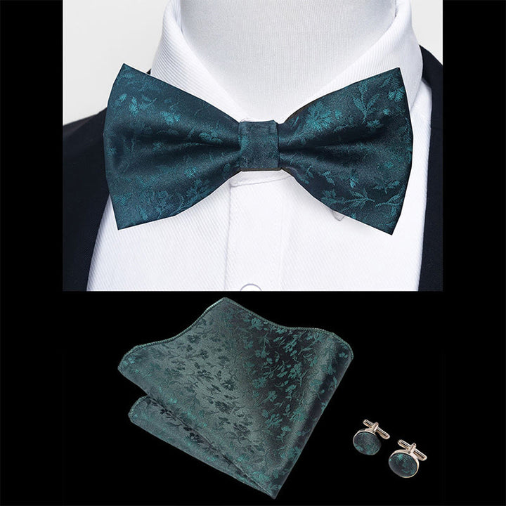 Set da 3 pezzi con papillon in tessuto testurizzato, gemelli e fazzoletto da taschino da uomo - image 23