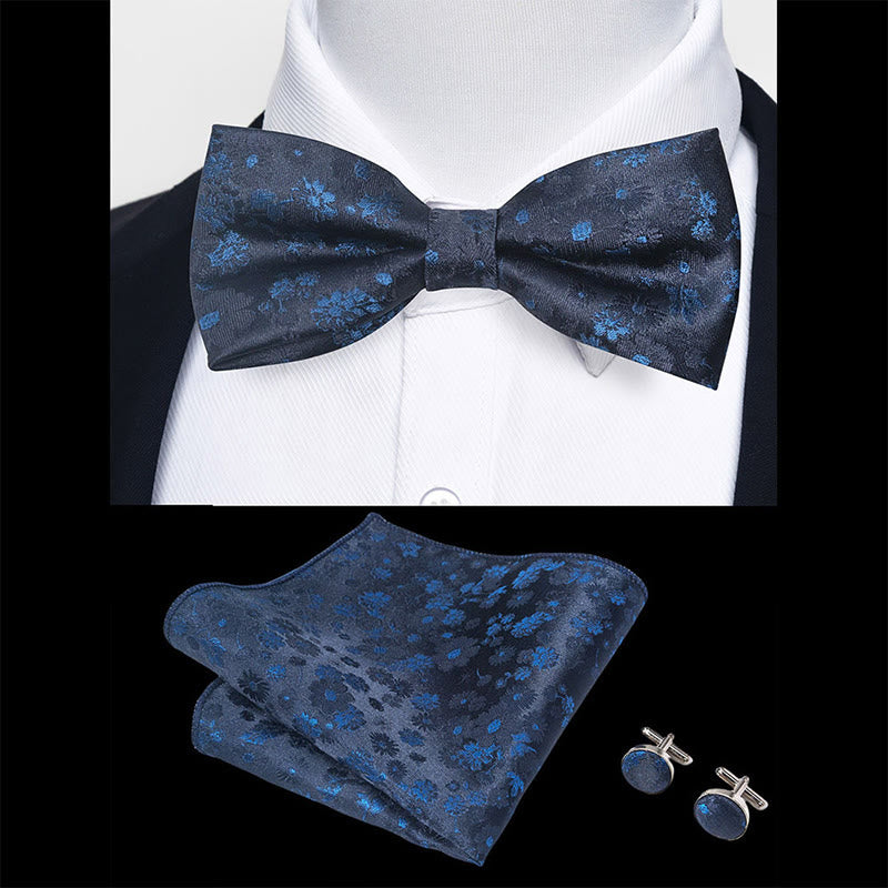 Set da 3 pezzi con papillon in tessuto testurizzato, gemelli e fazzoletto da taschino da uomo - image 15