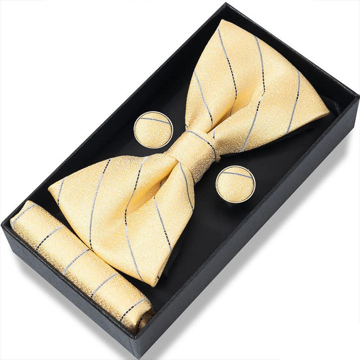 Set da 3 pezzi con papillon in tessuto testurizzato, gemelli e fazzoletto da taschino da uomo - Stile n. 24 - image 46