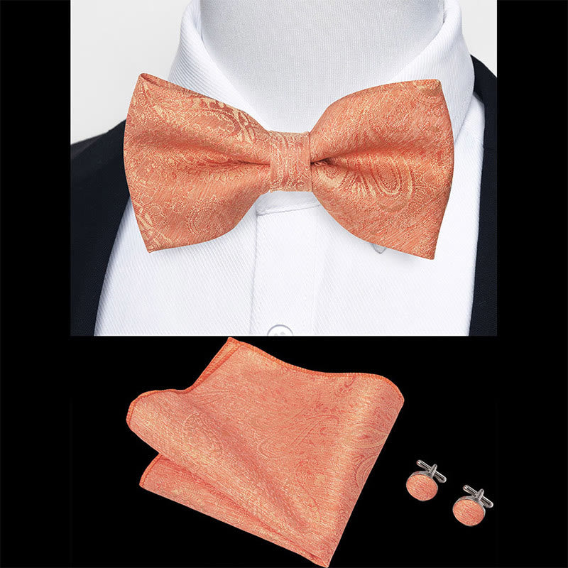 Set da 3 pezzi con papillon in tessuto testurizzato, gemelli e fazzoletto da taschino da uomo - image 61