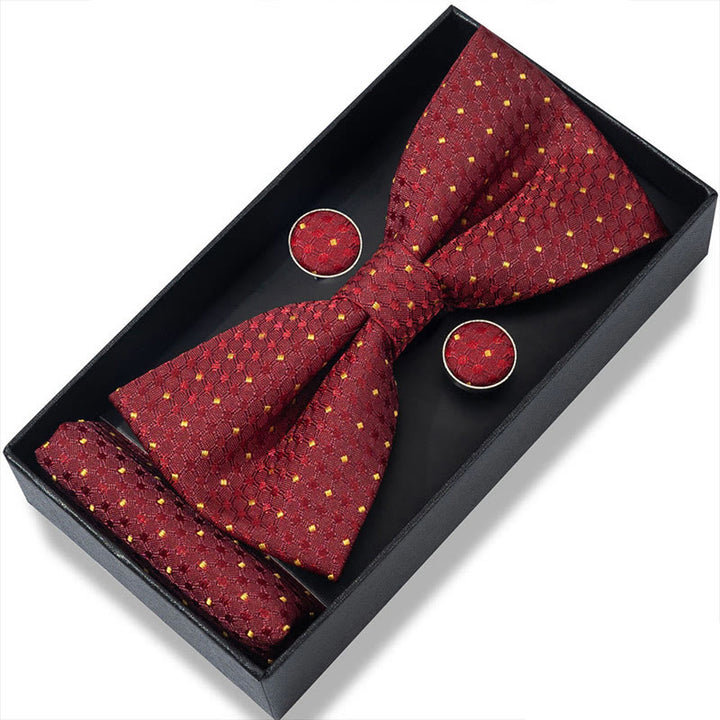 Set da 3 pezzi con papillon in tessuto testurizzato, gemelli e fazzoletto da taschino da uomo - Stile n. 16 - image 30