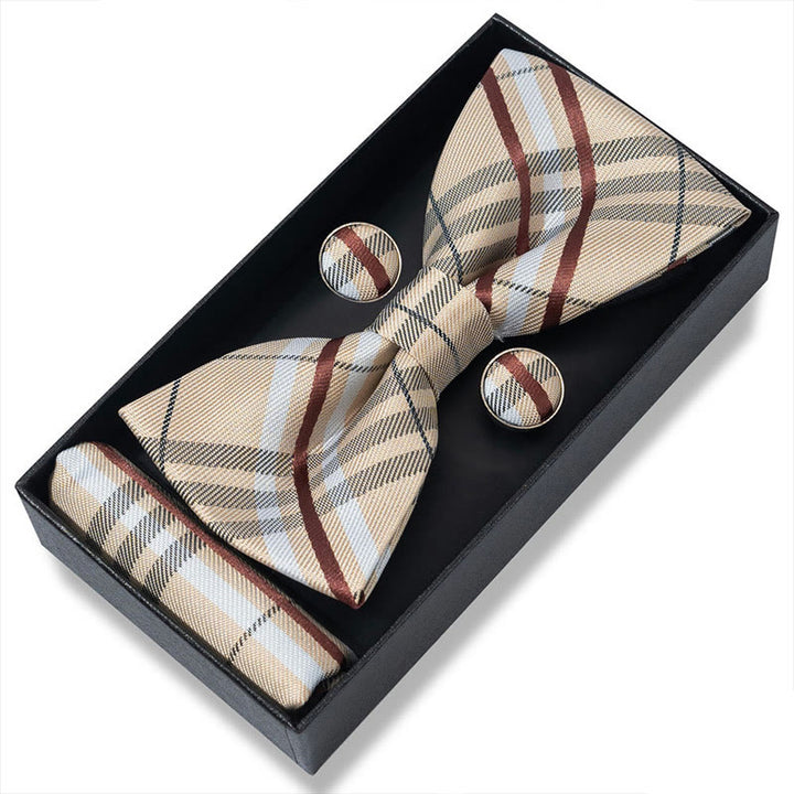 Set da 3 pezzi con papillon in tessuto testurizzato, gemelli e fazzoletto da taschino da uomo - Stile n. 27 - image 52