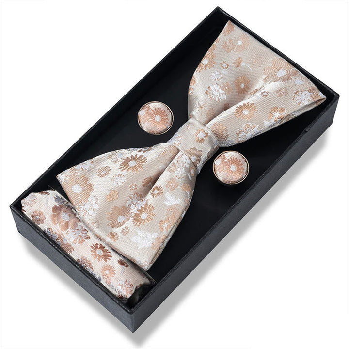 Set da 3 pezzi con papillon in tessuto testurizzato, gemelli e fazzoletto da taschino da uomo - Stile n. 26 - image 50