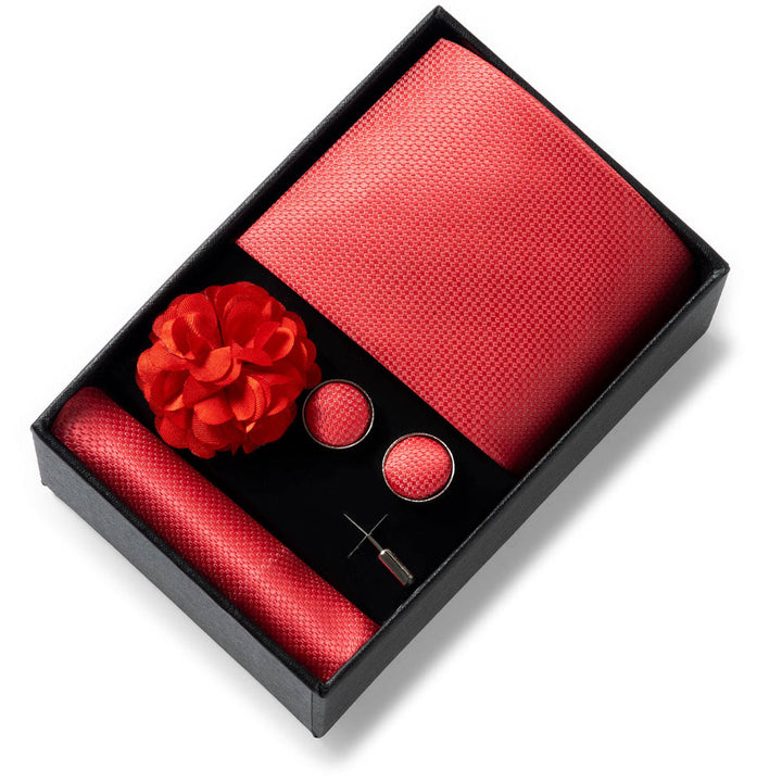 Set da 4 pezzi di cravatta in tessuto fantasia elegante da uomo, fazzoletto da taschino, gemelli e fiore da bavero - Stile n. 38 - image 37