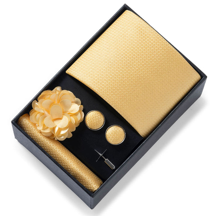 Set da 4 pezzi di cravatta in tessuto fantasia elegante da uomo, fazzoletto da taschino, gemelli e fiore da bavero - Stile n. 55 - image 54