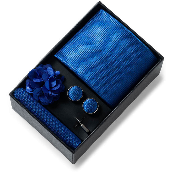 Set da 4 pezzi di cravatta in tessuto fantasia elegante da uomo, fazzoletto da taschino, gemelli e fiore da bavero - Stile n. 41 - image 40