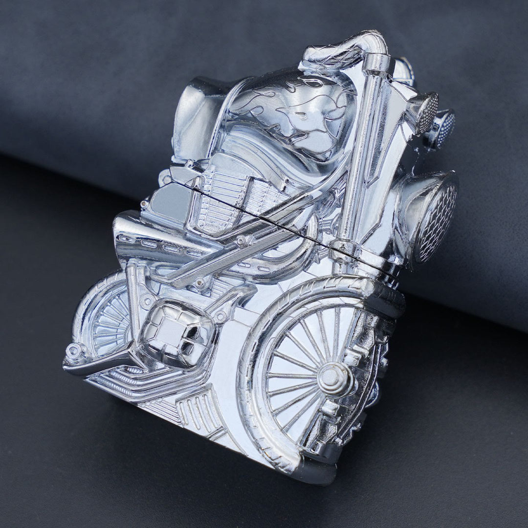 Accendino a cherosene in metallo a forma di motocicletta retrò creativa - Argento - image 9