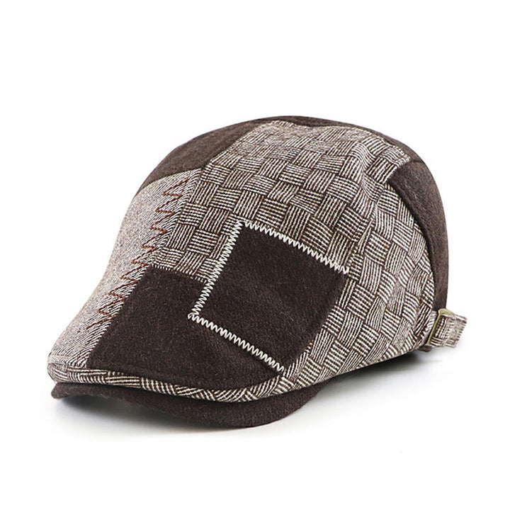 Cappello da giornalaio con basco cucito e patchwork intrecciato - Caffè - Regolabile (22 1/2"-23 1/4") - image 0