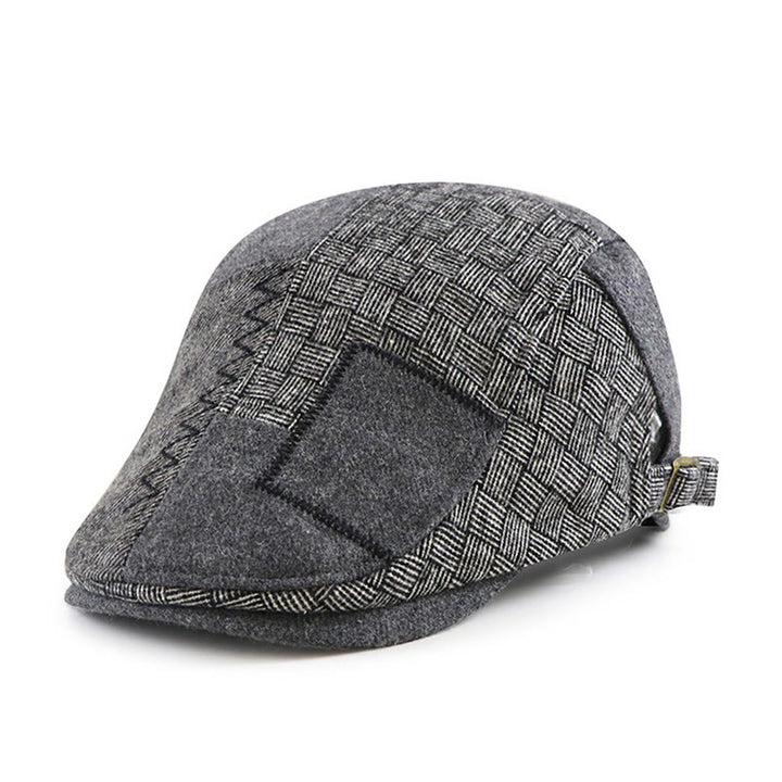 Cappello da giornalaio con basco cucito e patchwork intrecciato - Grigio scuro - Regolabile (22 1/2"-23 1/4") - image 1
