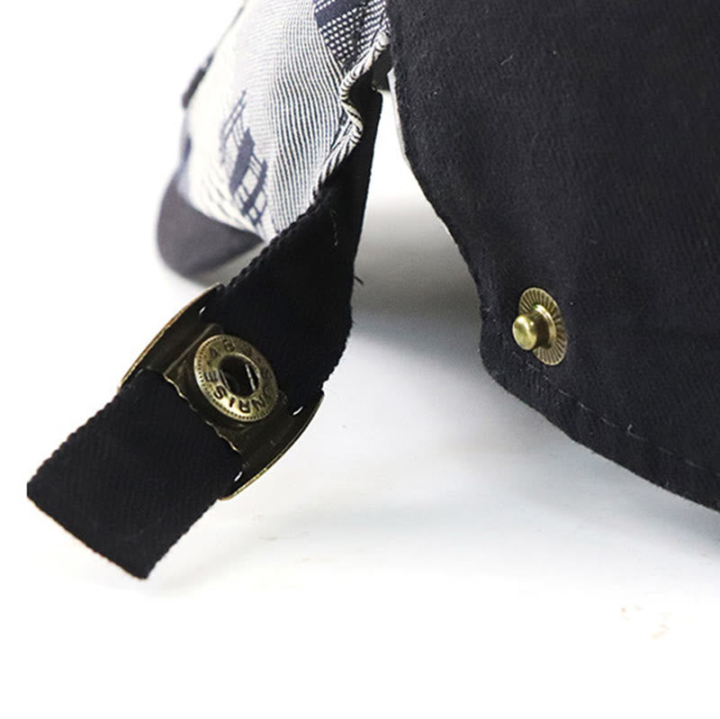 Cappello basco da giornalaio artigianale patchwork multi-texture con cuciture a zig-zag - image 4