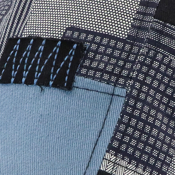 Cappello basco da giornalaio artigianale patchwork multi-texture con cuciture a zig-zag - image 3