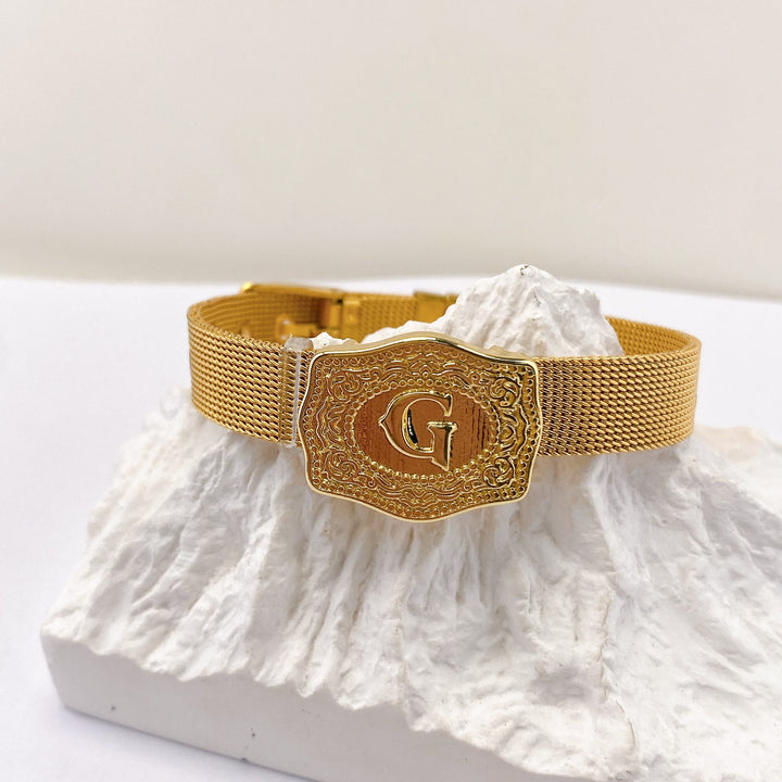 Bracciale glamour con iniziale incisa color oro - G - image 6