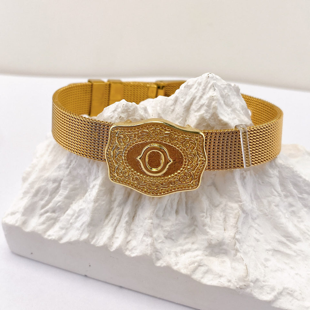 Bracciale glamour con iniziale incisa color oro - O - image 14