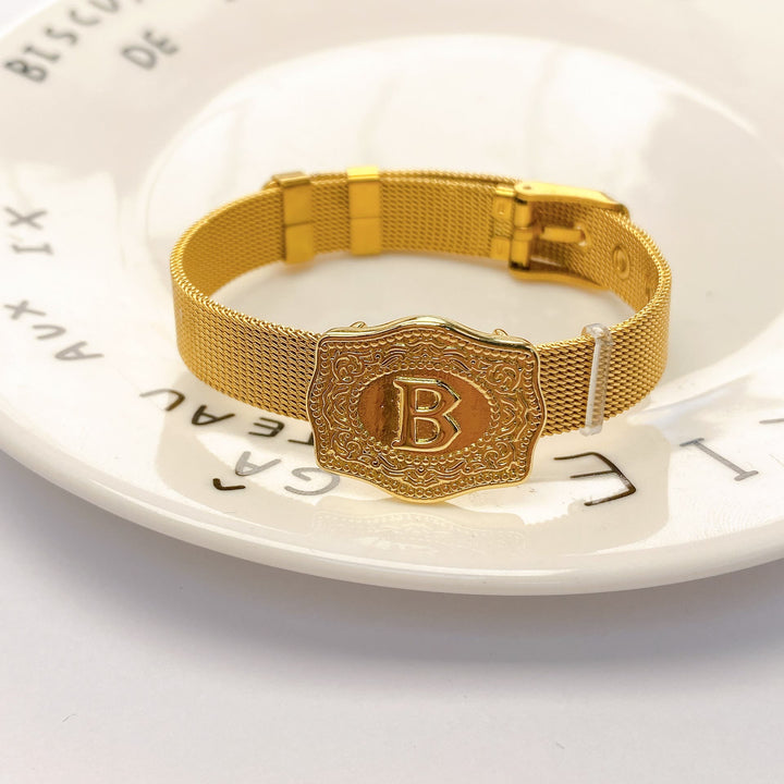 Bracciale glamour con iniziale incisa color oro - B - image 1
