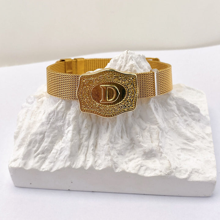 Bracciale glamour con iniziale incisa color oro - D - image 3