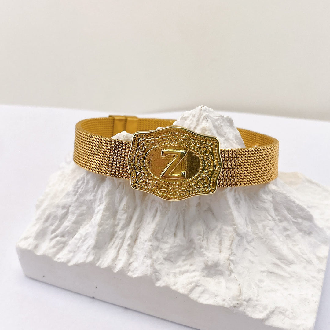 Bracciale glamour con iniziale incisa color oro - Z - image 25