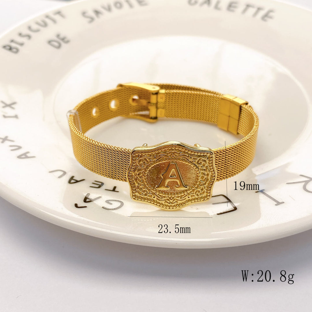 Bracciale glamour con iniziale incisa color oro - image 26