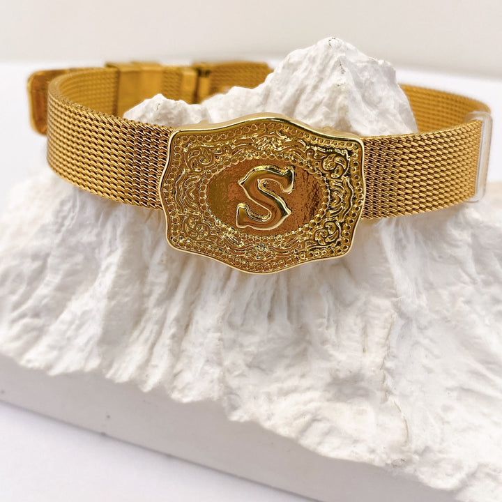 Bracciale glamour con iniziale incisa color oro - S - image 18