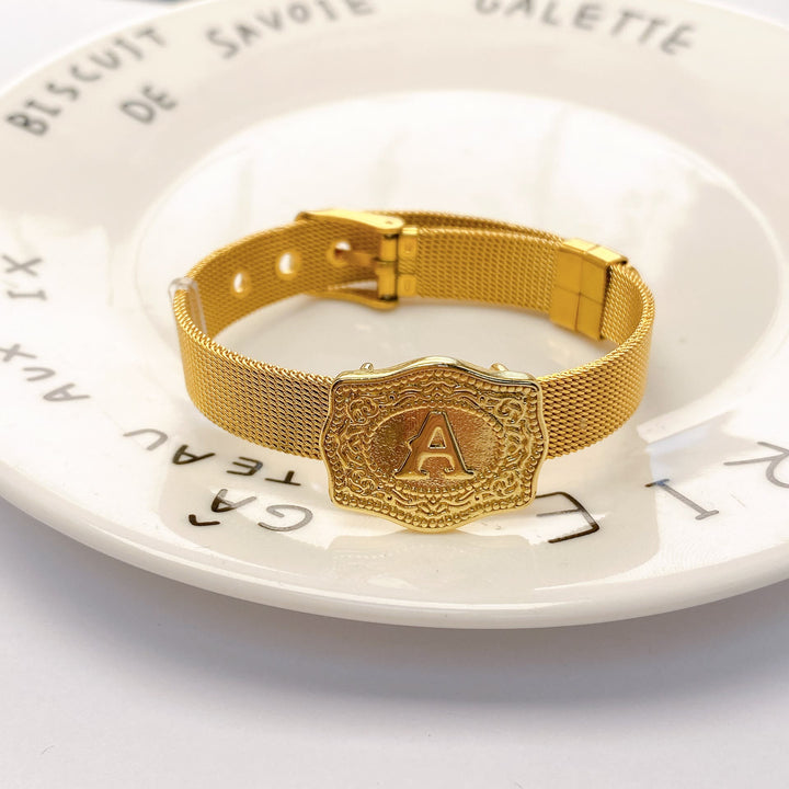 Bracciale glamour con iniziale incisa color oro - A - image 0