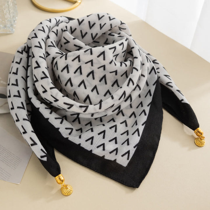 Elegante cravatta quadrata magnetica da donna in stile retrò con pois rosa - Stile n. 7 - image 6