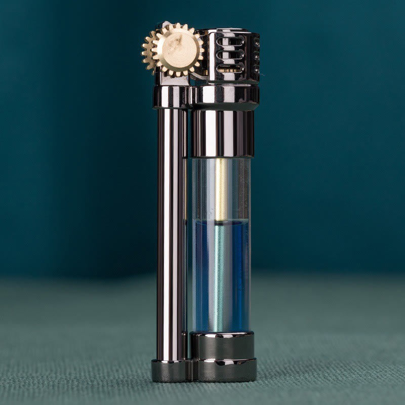 Accendino a cherosene ricaricabile con serbatoio trasparente in stile Steampunk - Nero - image 1