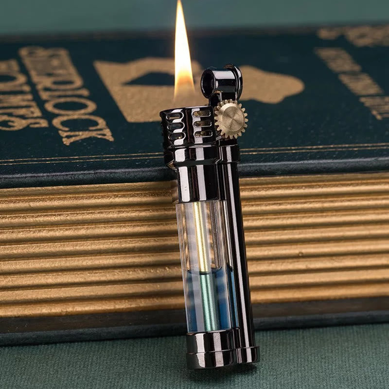 Accendino a cherosene ricaricabile con serbatoio trasparente in stile Steampunk - image 4