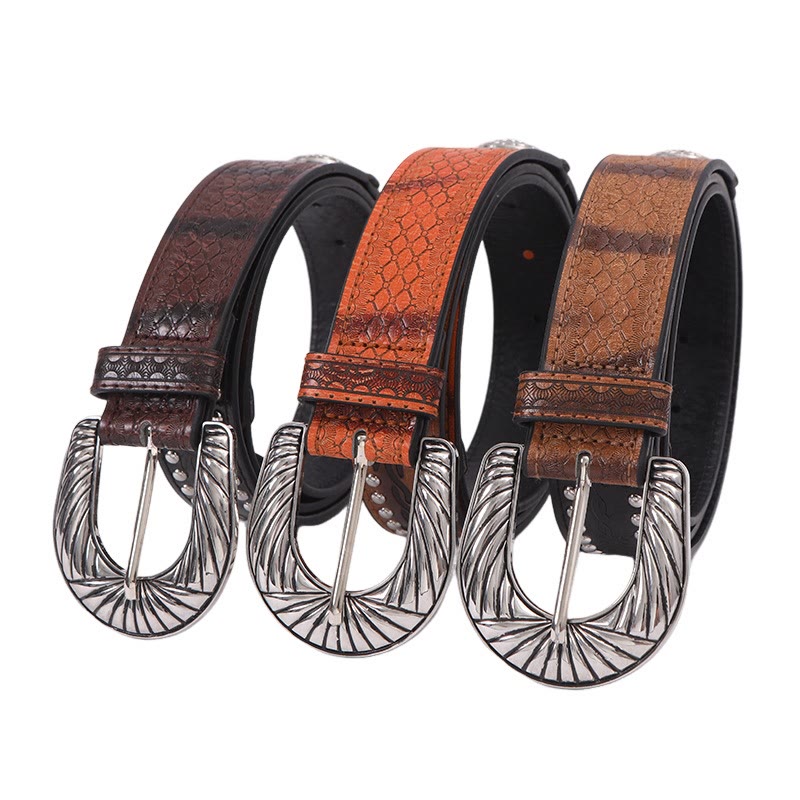 Cintura da donna con fibbia ad ago in argento retrò e motivo a serpentina - image 1