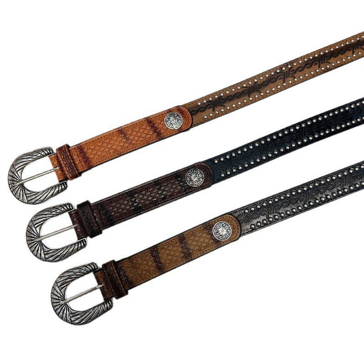 Cintura da donna con fibbia ad ago in argento retrò e motivo a serpentina - image 0