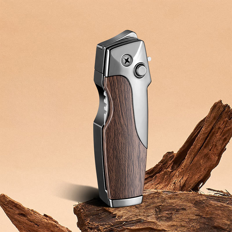 Coltello pieghevole multifunzionale 2 in 1 con getto dritto e accendino - Marrone - image 6