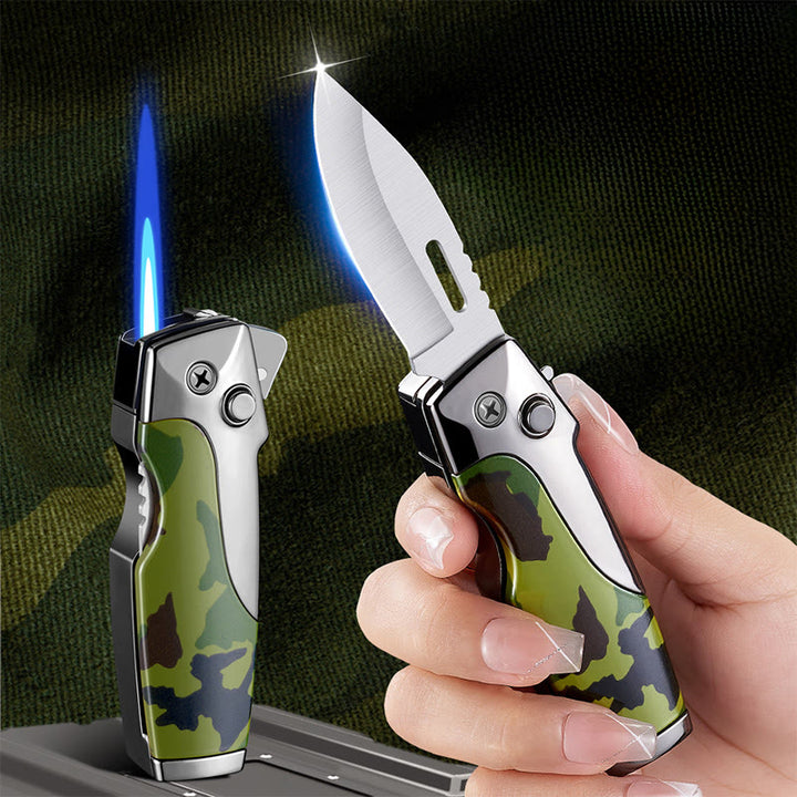 Coltello pieghevole multifunzionale 2 in 1 con getto dritto e accendino - image 5