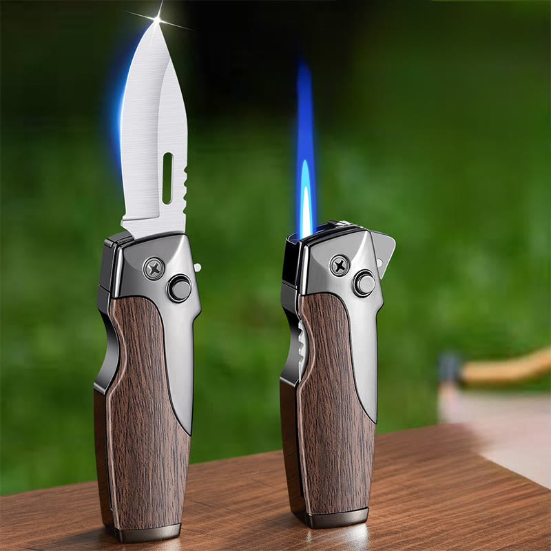 Coltello pieghevole multifunzionale 2 in 1 con getto dritto e accendino - image 7