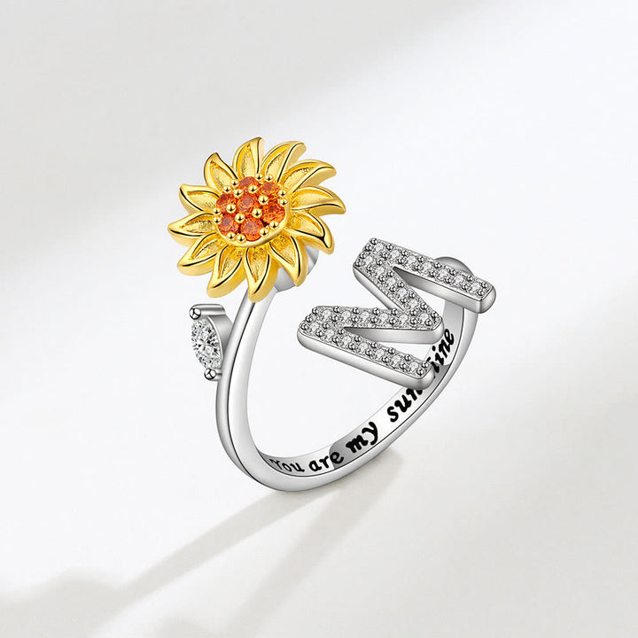 Anello regolabile con iniziale a forma di girasole rotante Anxiery - M - image 13