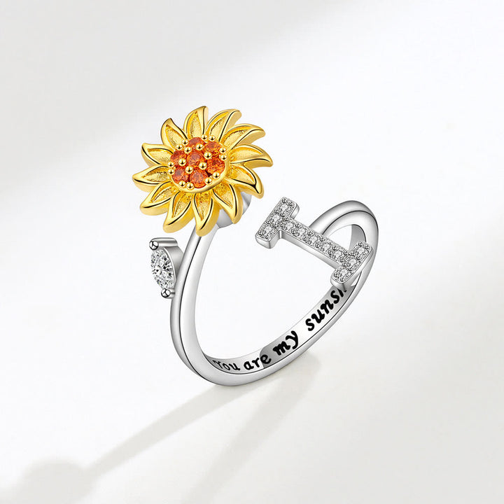 Anello regolabile con iniziale a forma di girasole rotante Anxiery - I - image 9